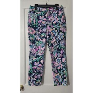 Lilly Pulitzer Kelly Stretch Pants Navy She's Got Sol Size 12